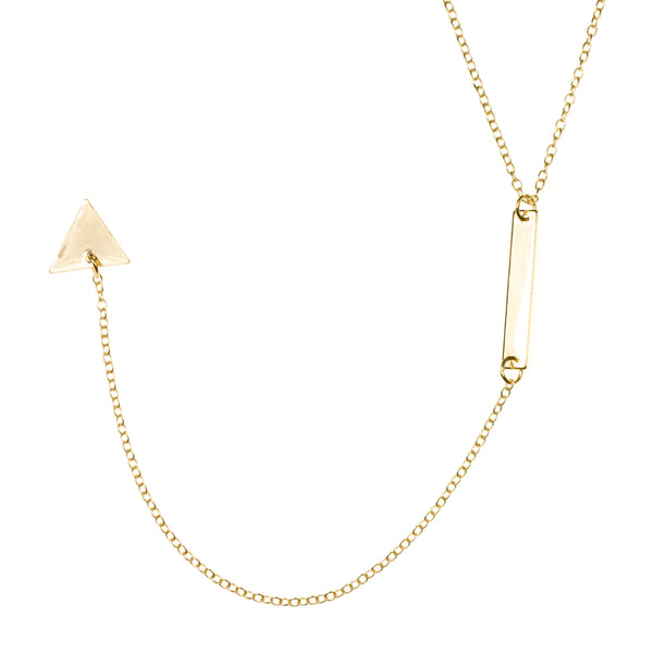 Triangle Cubic Zirconia 18K Beaten Gold Pendant Chain for Women – ZIVOM