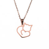 Beautiful Unique Cat Love Heart Design Solid Rose Gold Pendant By Jewelry Lane